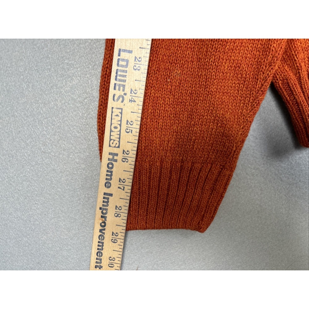 Chaps Men's Sweater Large Orange Mock Neck Henley Elbow Patches Suede Trim 2982 - Picture 8 of 13
